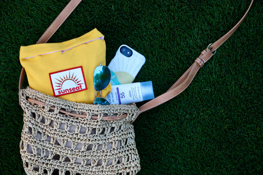 yellow seat cover in small purse